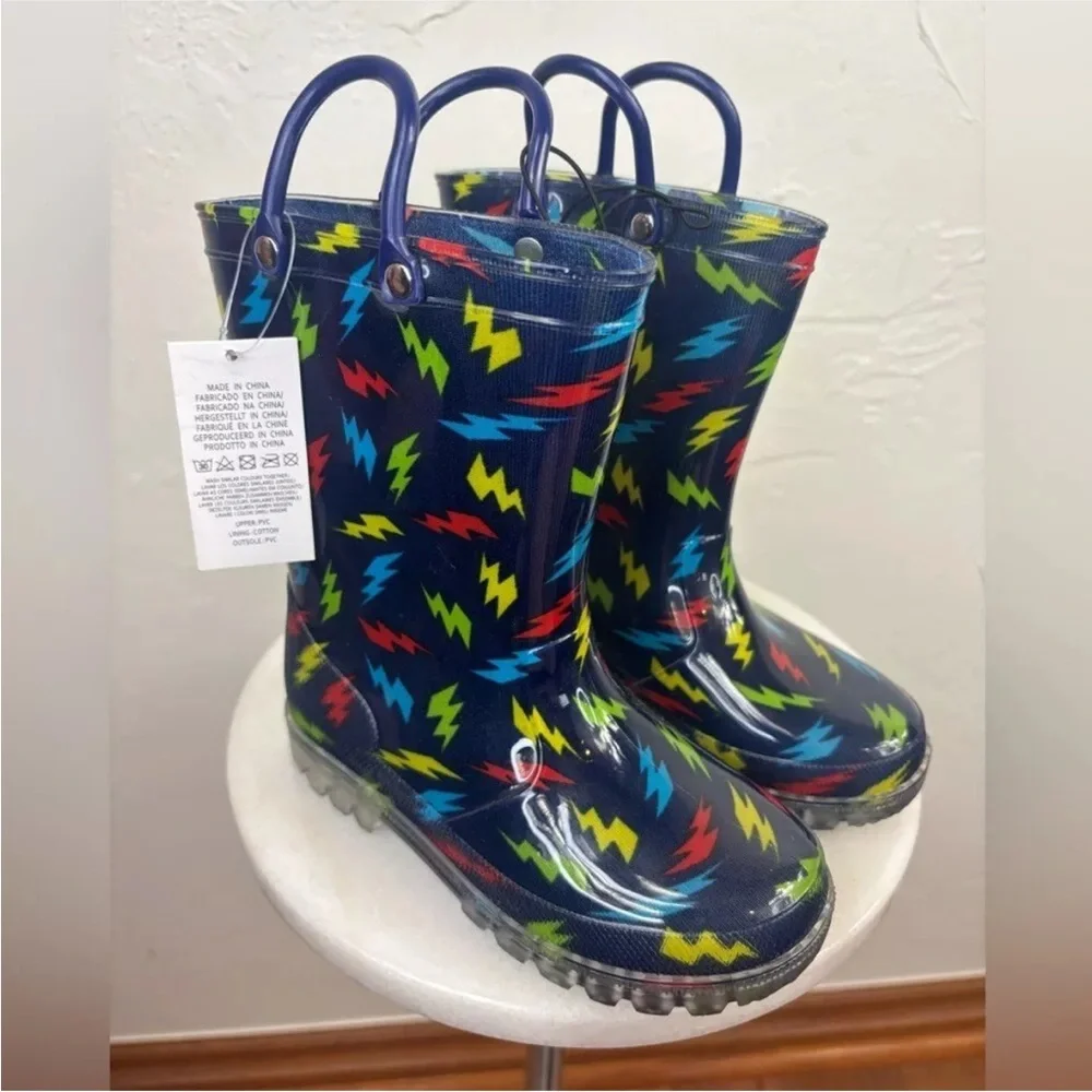 NEW Toddler Rainboots Rainbow Colorful Little Girl Boy Blue Waterproof Toddler 9